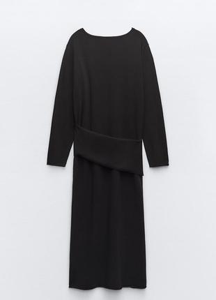 Чёрное трикотажное платье zara4 фото