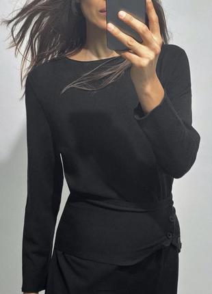 Чёрное трикотажное платье zara2 фото