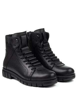 Ботинки мужские черные кожаные 3392