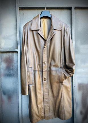 Кожаный плащ azzaro, френч, натуральная кожа