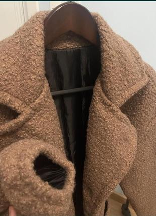 Пальто тренд коричневе баранчик вільного крою2 фото
