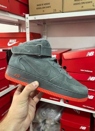 Nike air force 1 mid grey winter4 фото