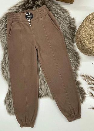 Теплые спортивные штаны, джоггеры на флисе для девочки