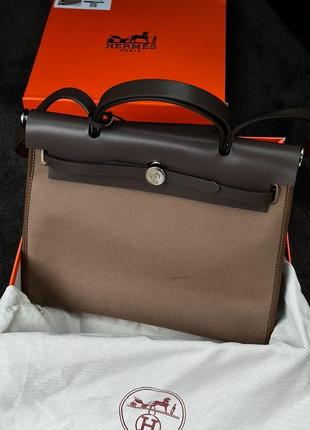 Сумка hermes herbag zip 31 bag chocolate premium1 фото