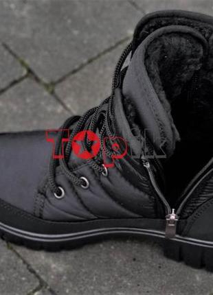 Дутики ботинки женские короткие черные зимние дутіки черевики жіночі чорні короткі