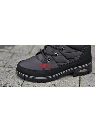 Дутики ботинки женские короткие черные зимние дутіки черевики жіночі чорні короткі