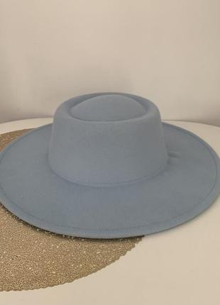 Шляпа канотье унисекс с устойчивыми полями голубой дефект