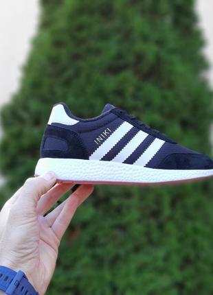 Adidas iniki чорні з білим кросівки жіночі замшеві термо на флісі ботінки низькі теплі осінні зимові євро зима водонепроникні  адідас інікі8 фото