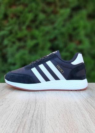 Adidas iniki черные с белым кроссовки женские замшевые термо на флисе ботинки низкие теплые осенние зимние евро зима водонепроницаемые адидас иniки5 фото