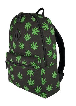 Рюкзак городской с принтом каннабис. черный унисекс рюкзак