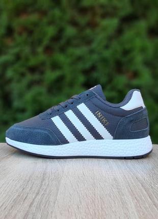 Adidas iniki серые с белым кроссовки женские замшевые зимние осенние термо на флисе ботинки низкие теплые водонепроницаемые адидас иniки5 фото