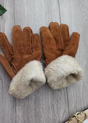 Перчатки из натурального замша кожи, кожаные перчатки, теплые замшевые перчатки размер 9,5