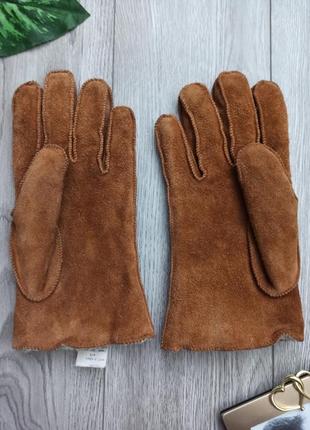 Перчатки из натурального замша кожи, кожаные перчатки, теплые замшевые перчатки размер 9,5