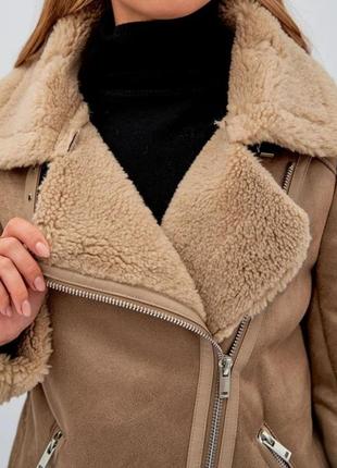 Жіноча дублянка авіатор косуха подовжена зі штучним хутром. зимняя куртка дубленка дубльонка авиатор3 фото
