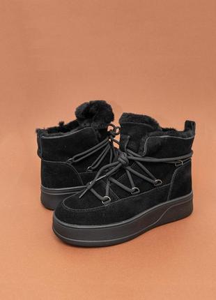 Теплі жіночі замшеві черевики зимові чорні 38 женские ботинки lonza4 фото