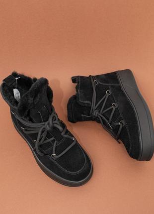 Теплі жіночі замшеві черевики зимові чорні 38 женские ботинки lonza5 фото