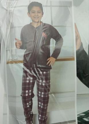 Теплая флисовая пижама для подростка мальчика / домочадский костюм флис 6-14 лет3 фото