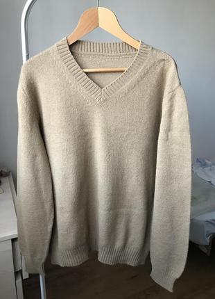 Мужской шерстяно-мохерный свитер актуальный цвет