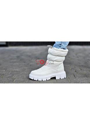 Дутики женские белые зимние модные стильные сапоги, дутіки жіночі білі чоботи (код: бш3294)2 фото