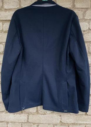 Трикотажный легкий жакет пиджак mango размер 54 евро темно-синий оригинал8 фото