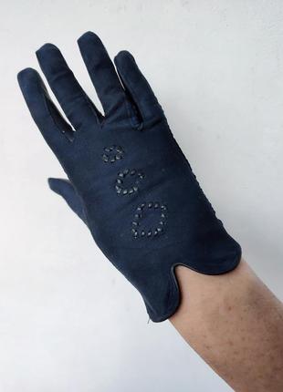 Кожаные синие перчатки италия4 фото