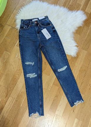 ❤️denim нові з бірками!😱🍀 100% котон джинси bershka🔥висока посадка😱джисни з дирками бершка 👖