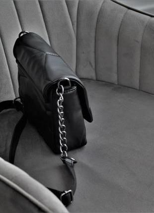 Мини сумка женская кросс боди черная сумочка с ремешком міні сумка жіноча крос боді чорна (код: бс18)4 фото