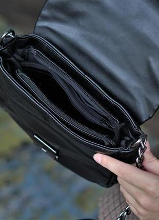 Мини сумка женская кросс боди черная сумочка с ремешком міні сумка жіноча крос боді чорна (код: бс18)5 фото