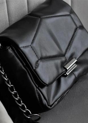 Мини сумка женская кросс боди черная сумочка с ремешком міні сумка жіноча крос боді чорна (код: бс18)3 фото