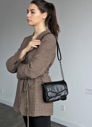 Мини сумка женская кросс боди черная сумочка с ремешком міні сумка жіноча крос боді чорна (код: бс18)7 фото
