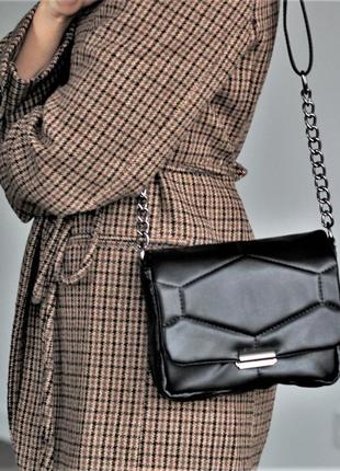 Мини сумка женская кросс боди черная сумочка с ремешком міні сумка жіноча крос боді чорна (код: бс18)2 фото