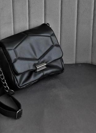 Мини сумка женская кросс боди черная сумочка с ремешком міні сумка жіноча крос боді чорна (код: бс18)6 фото