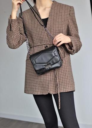 Мини сумка женская кросс боди черная сумочка с ремешком міні сумка жіноча крос боді чорна (код: бс18)9 фото