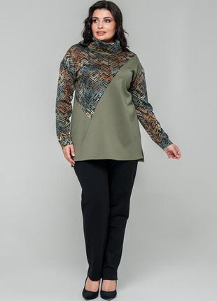 Модная женская теплая туника с асимметричным низом, батальные размеры2 фото