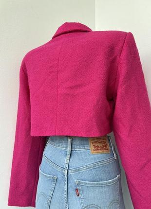 Пиджак букле , укороченый, фуксия, розовый, натуральный, шерсть3 фото