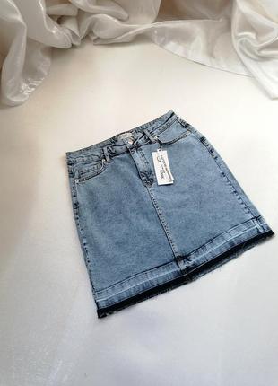 ☘️ спідниця джинсовая юбка с не обработанным низом