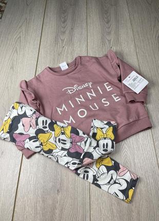 Новый костюм minnie mouse 12-18 мес свитшот лосины