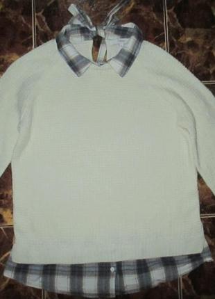 Оригінальний джемпер із коміром сорочки, 10-12р4 фото