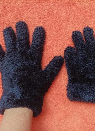 Зимние шерстяные пушистые перчатки2 фото