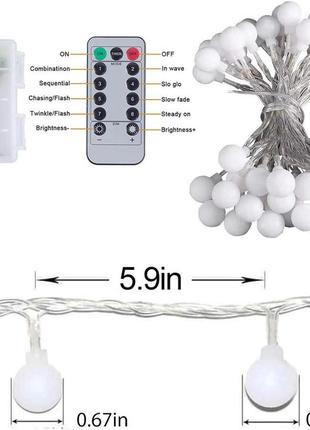 Гирлянды на батарейках 2 гирлянды по 5м, 2 пульта, 50 светодиодов теплого белого цвета3 фото
