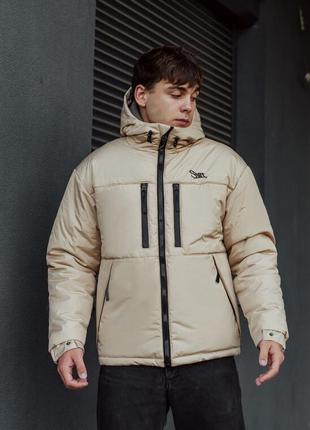 Зимняя куртка пуховик staff br beige logo