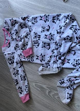 Детская пижама на флиссе для девочки панда1 фото