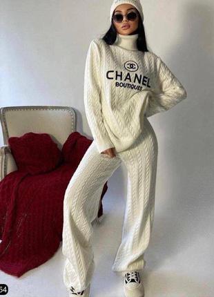 Женский костюм бренд универсал чёрный белый вязаный бренд