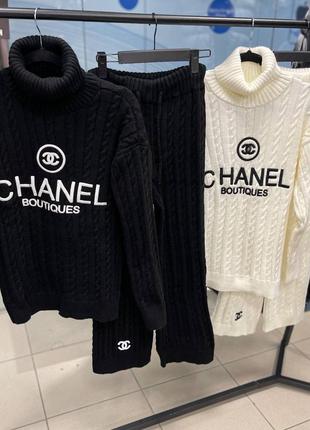 Женский костюм бренд универсал чёрный белый вязаный бренд