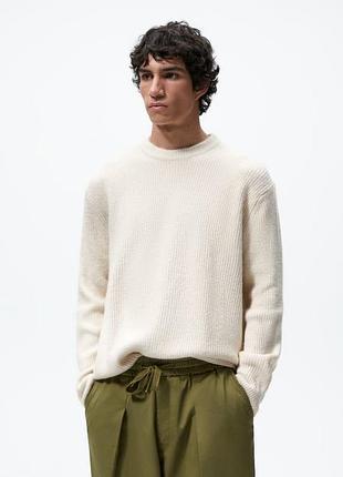 Свитер кофта вязаная теплая бежевая zara 5755/340