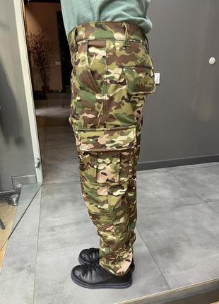 Штани тактичні софтшелл із флісом special, розмір xxl, мультикам, утеплені штани для військових4 фото
