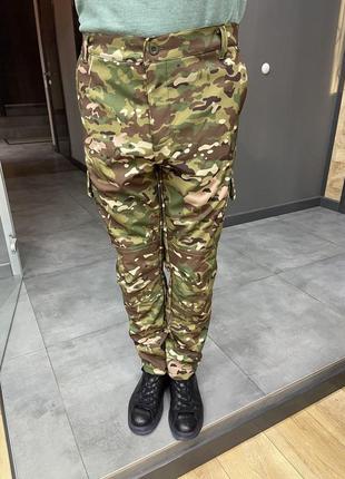 Штани тактичні софтшелл із флісом special, розмір xxl, мультикам, утеплені штани для військових2 фото