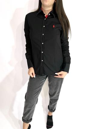 Рубашка ralph lauren / размер s-m / женская черная рубашка / ralph lauren / polo / черная рубашка2 фото