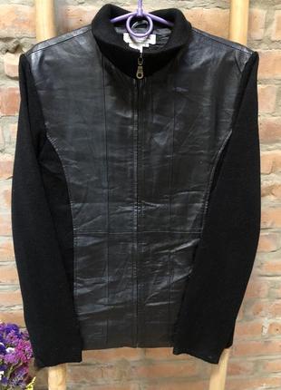 Куртка женская с кожаными вставками, размер l2 фото