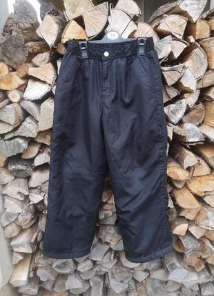 Теплые спортивные баллоновые брюки на синтепоне на 7-8 лет штанишки черные лыжные